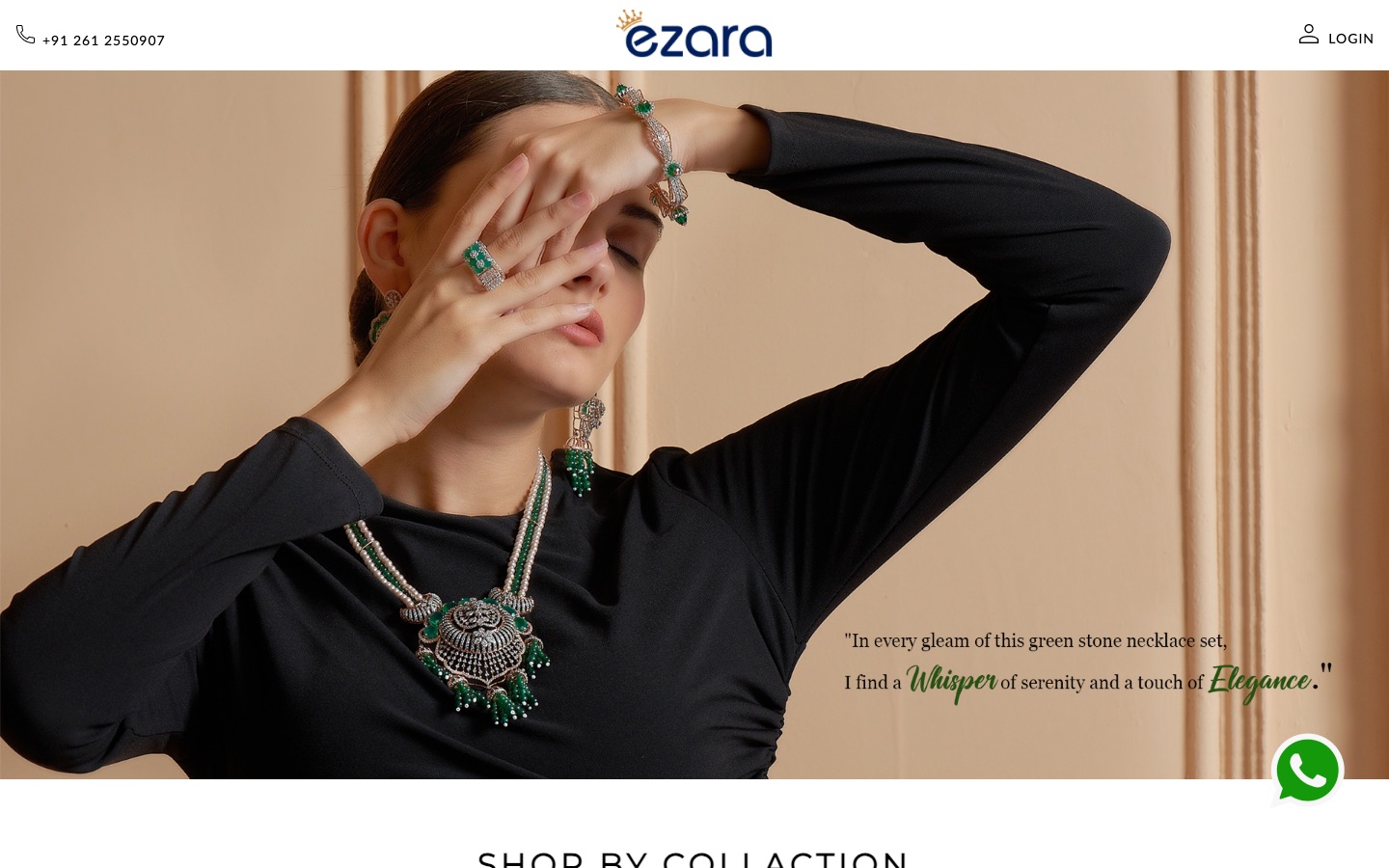 Ezara Jewels website homepage