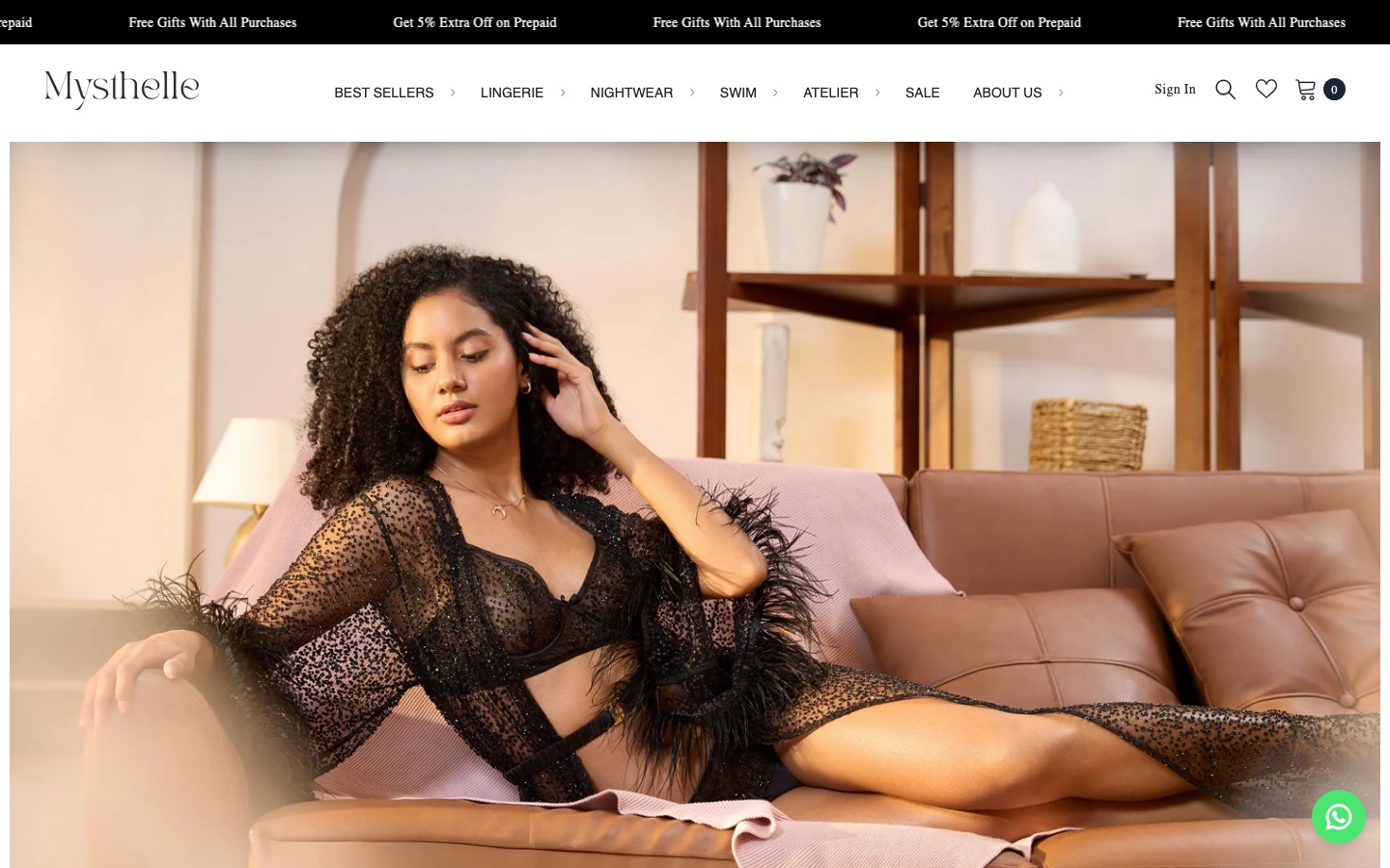 Mysthelle website homepage