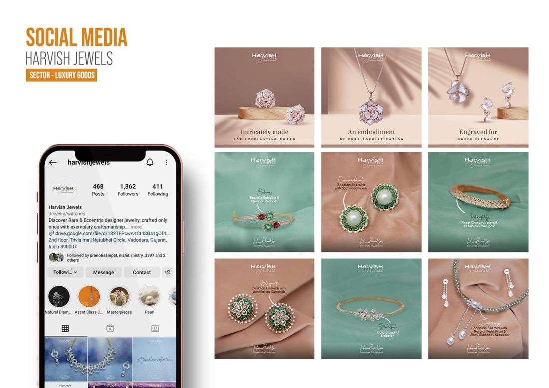 Harvish Jewels social media portfolio